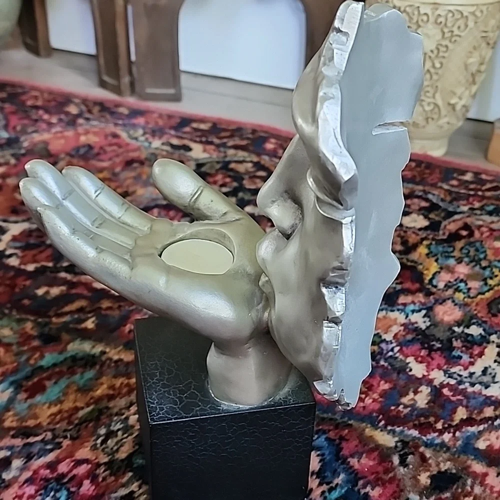 Silver Abstract Face Sculpture - Picture 4 of 10